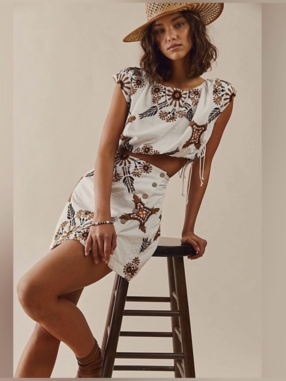 Free People Sardinia Sun Embroidered Cutout Minidress size 6